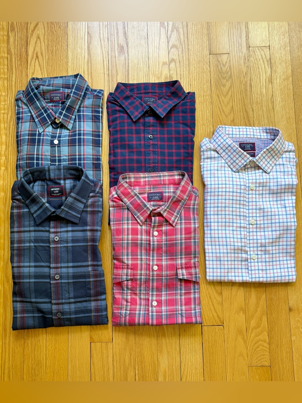 Lot 5 UNTUCKit Men’s Long Sleeve Button Down Shirts Regular XL Multicolor Plaids